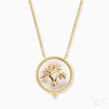 Laden Sie das Bild in den Galerie-Viewer, Engelsrufer Damen-Kette in gold mit Lebensbaum auf weißem Perlmutt
