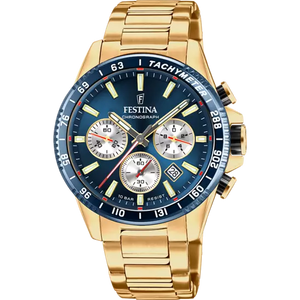 FESTINA HERREN UHR TIMELESS CHRONOGRAPH F20634/2 BLAU EDELSTAHL 316L ARMBAND