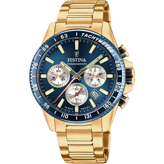 FESTINA HERREN UHR TIMELESS CHRONOGRAPH F20634/2 BLAU EDELSTAHL 316L ARMBAND